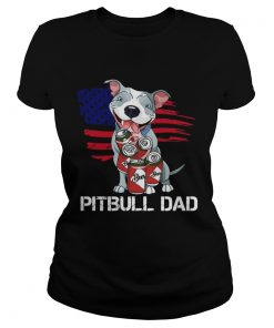 Pitbull Dad Beer American Flag  Classic Ladies