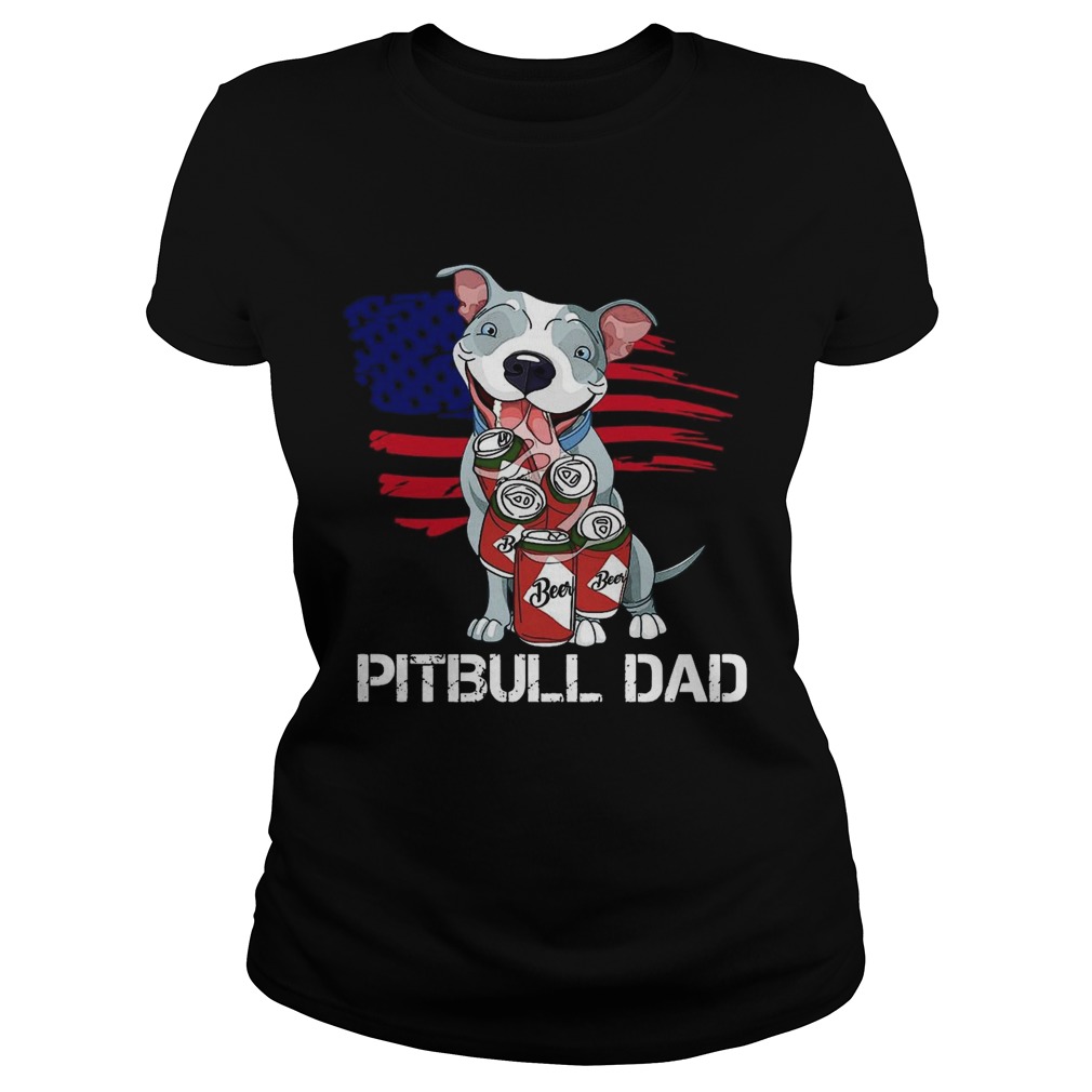 Pitbull Dad Beer American Flag Classic Ladies