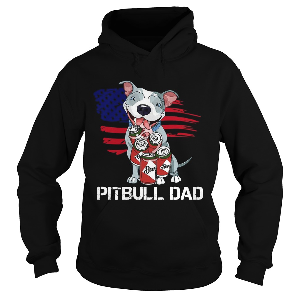 Pitbull Dad Beer American Flag Hoodie