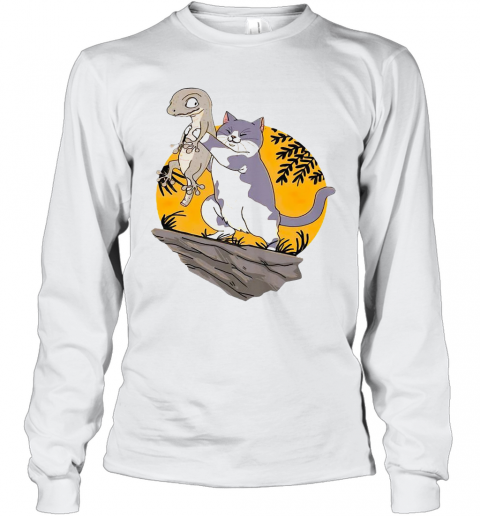 Smiletees Pets Lizard Vs Cat T-Shirt Long Sleeved T-shirt 