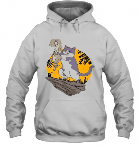 Smiletees Pets Lizard Vs Cat T-Shirt Unisex Hoodie