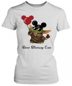 Star Wars Baby Yoda Holding Balloon Mickey Mouse Best Birthday Ever T-Shirt Classic Women's T-shirt