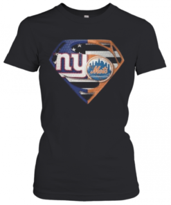 Superhero New York Giants Vs New York Mets Diamond American Flag T-Shirt Classic Women's T-shirt