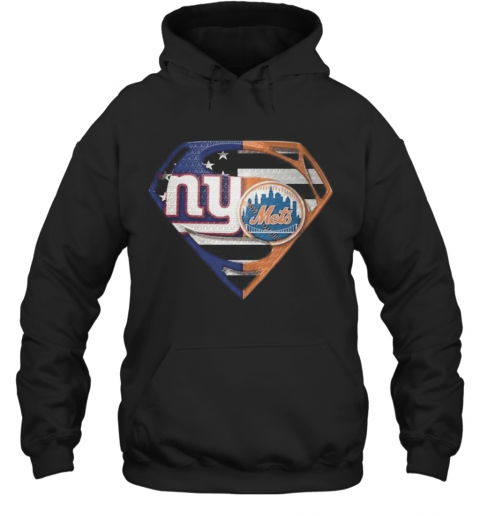 Superhero New York Giants Vs New York Mets Diamond American Flag T-Shirt Unisex Hoodie