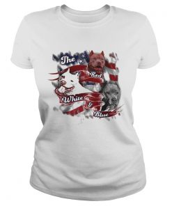 The red white and blue pitbull American flag veteran Independence Day  Classic Ladies