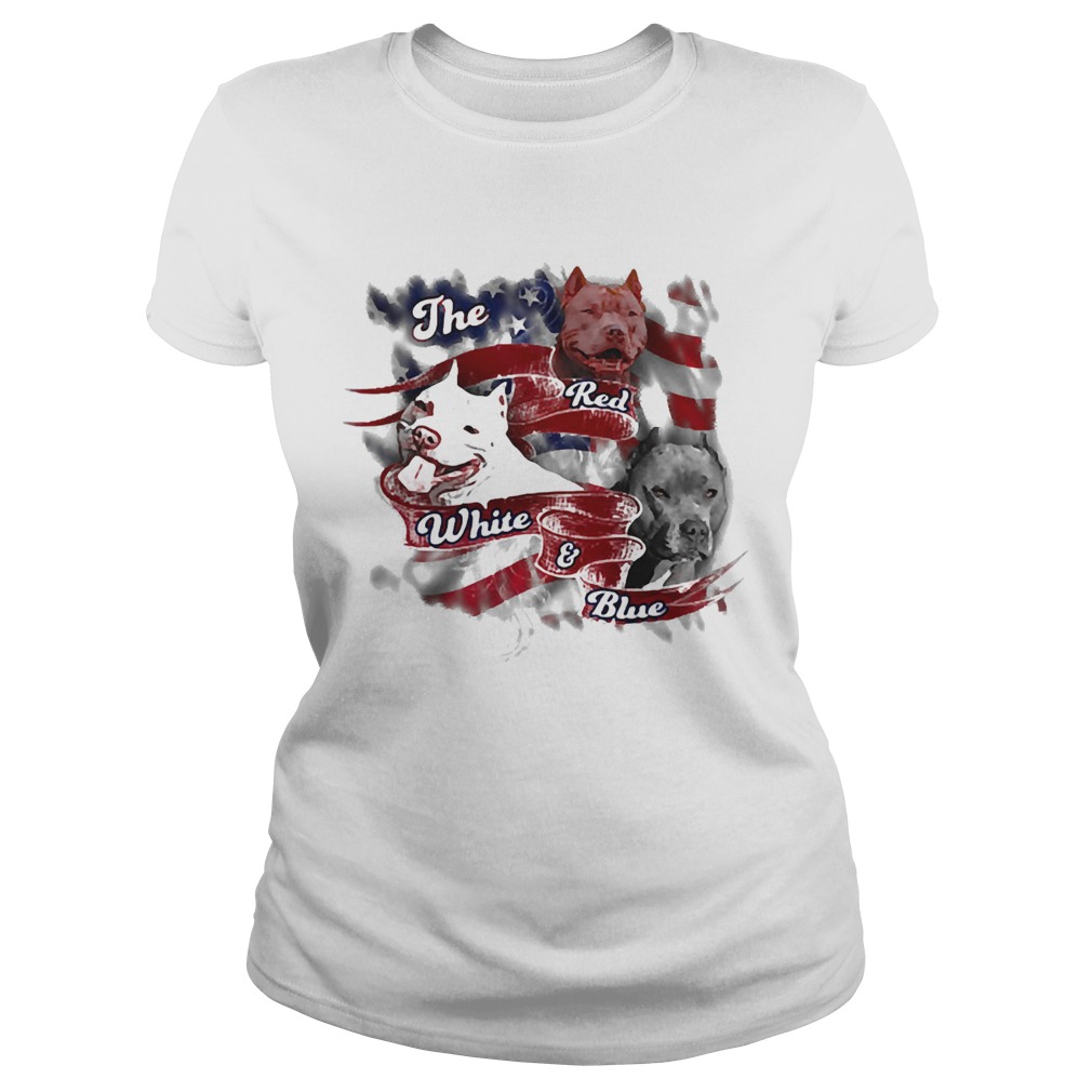 The red white and blue pitbull American flag veteran Independence Day Classic Ladies