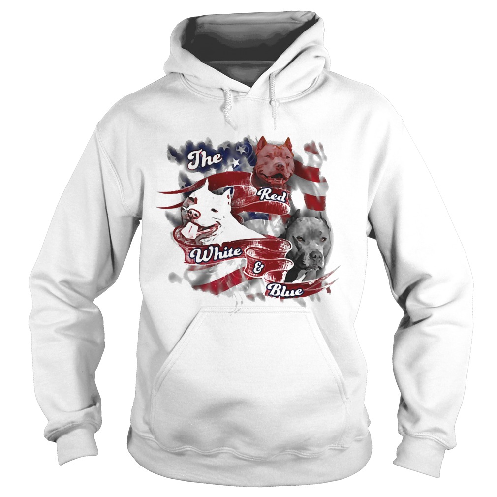 The red white and blue pitbull American flag veteran Independence Day Hoodie