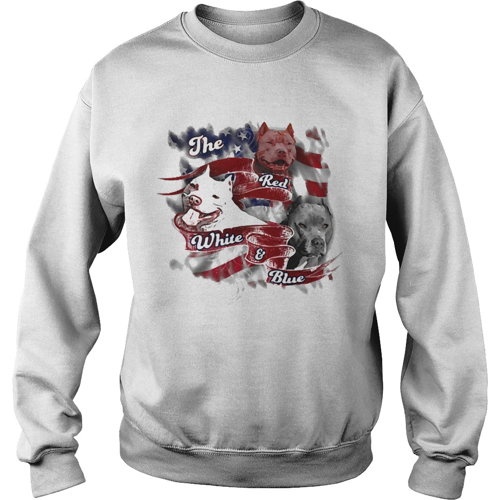 The red white and blue pitbull American flag veteran Independence Day Sweatshirt