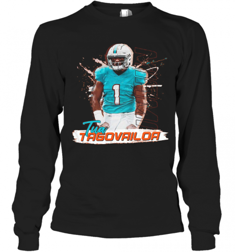 1 Tua Tagovailoa Miami Dolphins Football T-Shirt Long Sleeved T-shirt 