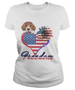 Beagle Dog Sunflower Heart American Flag Freedom  Classic Ladies