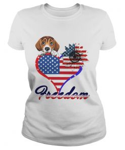 Beagle Dog Sunflower Heart American Flag Freedom  Classic Ladies