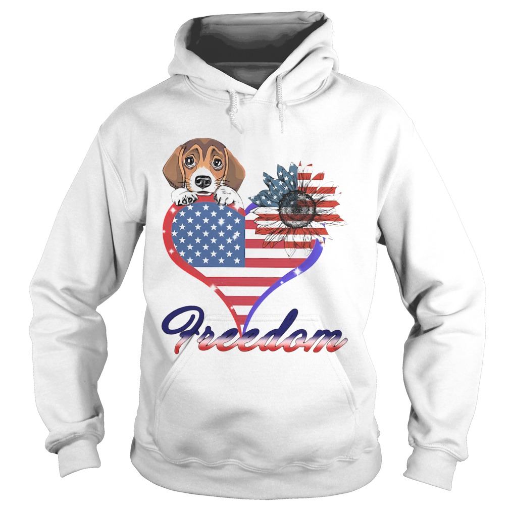 Beagle Dog Sunflower Heart American Flag Freedom Hoodie