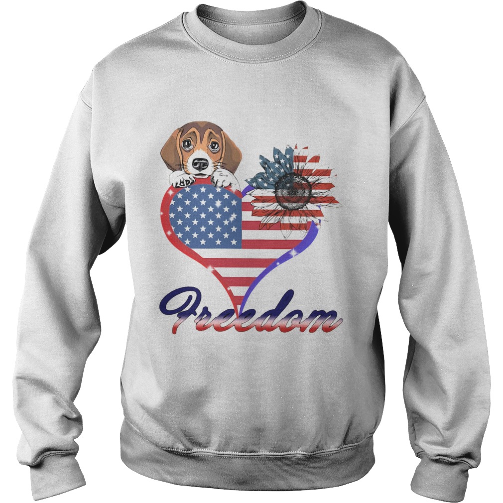 Beagle Dog Sunflower Heart American Flag Freedom Sweatshirt