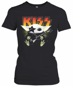 Kiss Star Wars Baby Yoda Hug Guitar T-Shirt Classic Women's T-shirt