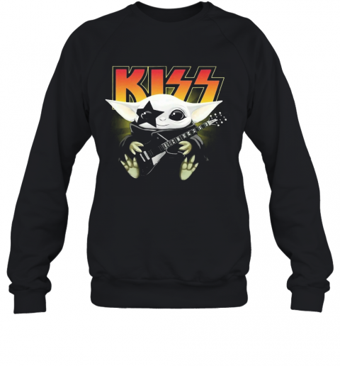 Kiss Star Wars Baby Yoda Hug Guitar T-Shirt Unisex Sweatshirt