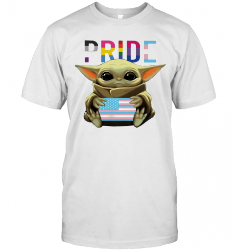 Lgbt Pride Baby Yoda Hug American Flag Independence Day T-Shirt