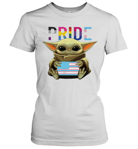 Lgbt Pride Baby Yoda Hug American Flag Independence Day T-Shirt Classic Women's T-shirt