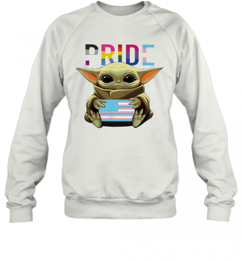 Lgbt Pride Baby Yoda Hug American Flag Independence Day T-Shirt Unisex Sweatshirt