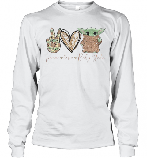 Peace Love Baby Yoda T-Shirt Long Sleeved T-shirt 