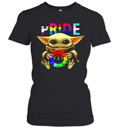 Pride Baby Yoda Hug Hippie Sunflower T-Shirt Classic Women's T-shirt