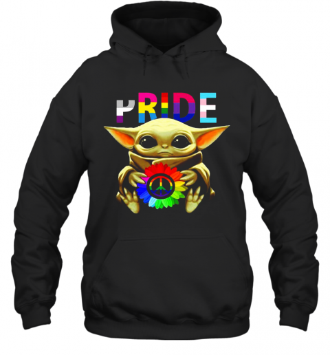 Pride Baby Yoda Hug Hippie Sunflower T-Shirt Unisex Hoodie