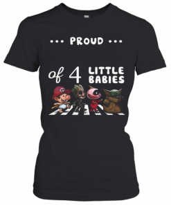 Proud Of 4 Little Babies Mario Baby Groot Baby Yoda Abbey Road T-Shirt Classic Women's T-shirt