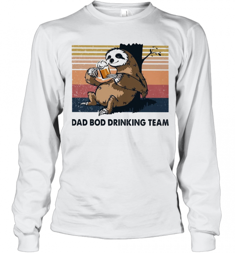 Sloth Beer Dad Bod Drinking Team Vintage T-Shirt Long Sleeved T-shirt 