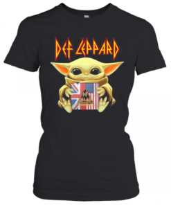 Star Wars Baby Yoda Hug Def Leppard American Flag Independence Day T-Shirt Classic Women's T-shirt