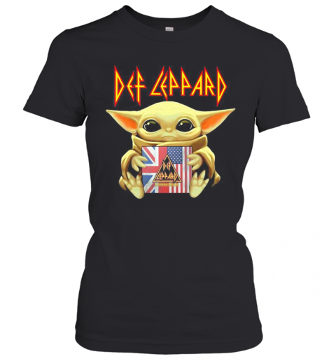 Star Wars Baby Yoda Hug Def Leppard American Flag Independence Day T-Shirt Classic Women's T-shirt