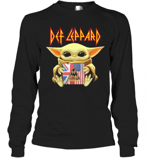 Star Wars Baby Yoda Hug Def Leppard American Flag Independence Day T-Shirt Long Sleeved T-shirt 