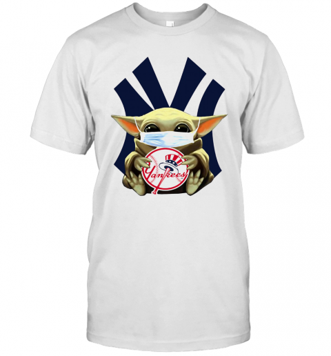 Star Wars Baby Yoda Mask Hug New York Yankees T-Shirt