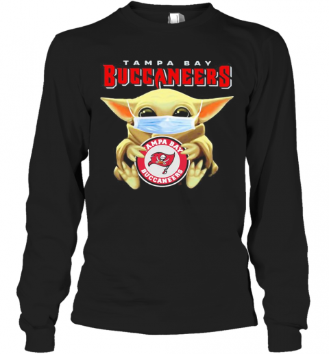 Star Wars Baby Yoda Mask Hug Tampa Bay Buccaneers Logo T-Shirt Long Sleeved T-shirt 