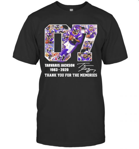 07 Tarvaris Jackson 1983 2020 Thank You For The Memories Signature T-Shirt