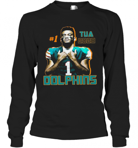 1 Tua Tagovailoa 2020 Miami Dolphins Football T-Shirt Long Sleeved T-shirt 