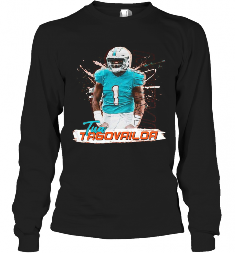 1 Tua Tagovailoa Miami Dolphins Football T-Shirt Long Sleeved T-shirt 