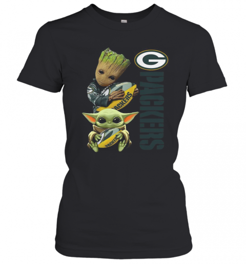 Baby Groot And Yoda Hug Green Bay Packers T-Shirt Classic Women's T-shirt