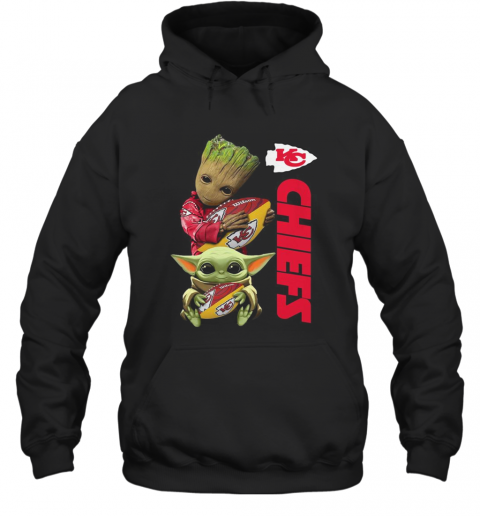 Baby Groot And Yoda Hug Kansas City Chiefs T-Shirt Unisex Hoodie