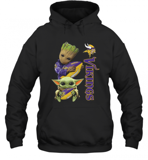 Baby Groot And Yoda Hug Minnesota Vikings T-Shirt Unisex Hoodie