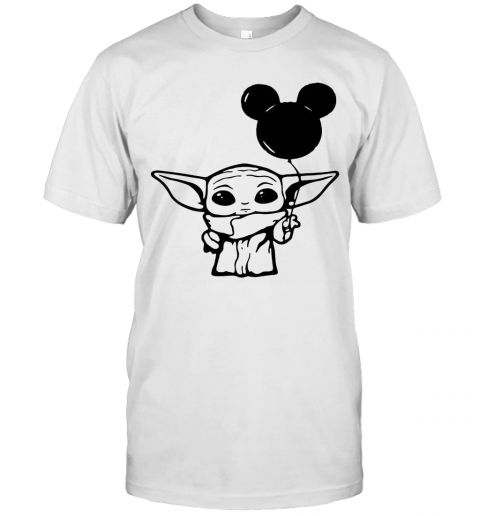 Baby Yoda Holding Balloon Mickey Mouse T-Shirt