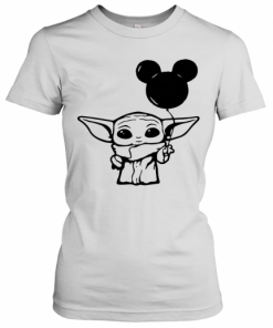 Baby Yoda Holding Balloon Mickey Mouse T-Shirt Classic Women's T-shirt