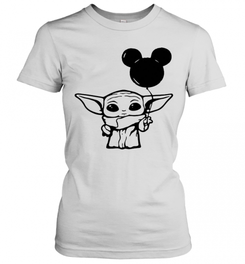 Baby Yoda Holding Balloon Mickey Mouse T-Shirt Classic Women's T-shirt