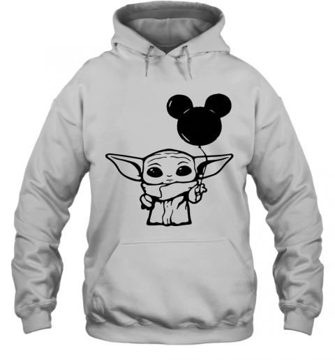 Baby Yoda Holding Balloon Mickey Mouse T-Shirt Unisex Hoodie