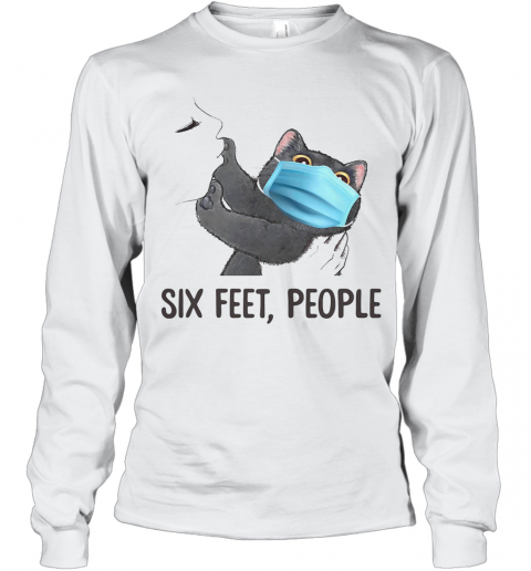 Black Cat Mask Six Feet People T-Shirt Long Sleeved T-shirt 