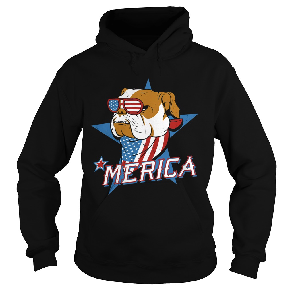 Bulldog merica american flag independence day Hoodie