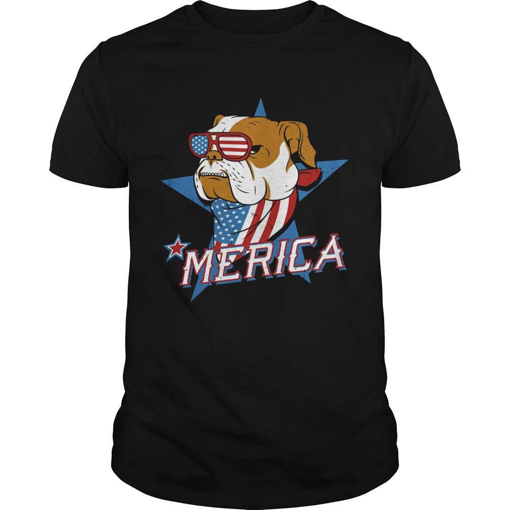 Bulldog merica american flag independence day shirt