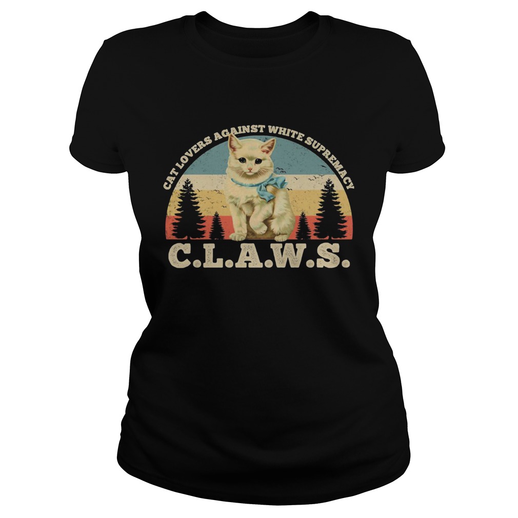 Cat lovers against white supremacy claws vintage retro Classic Ladies