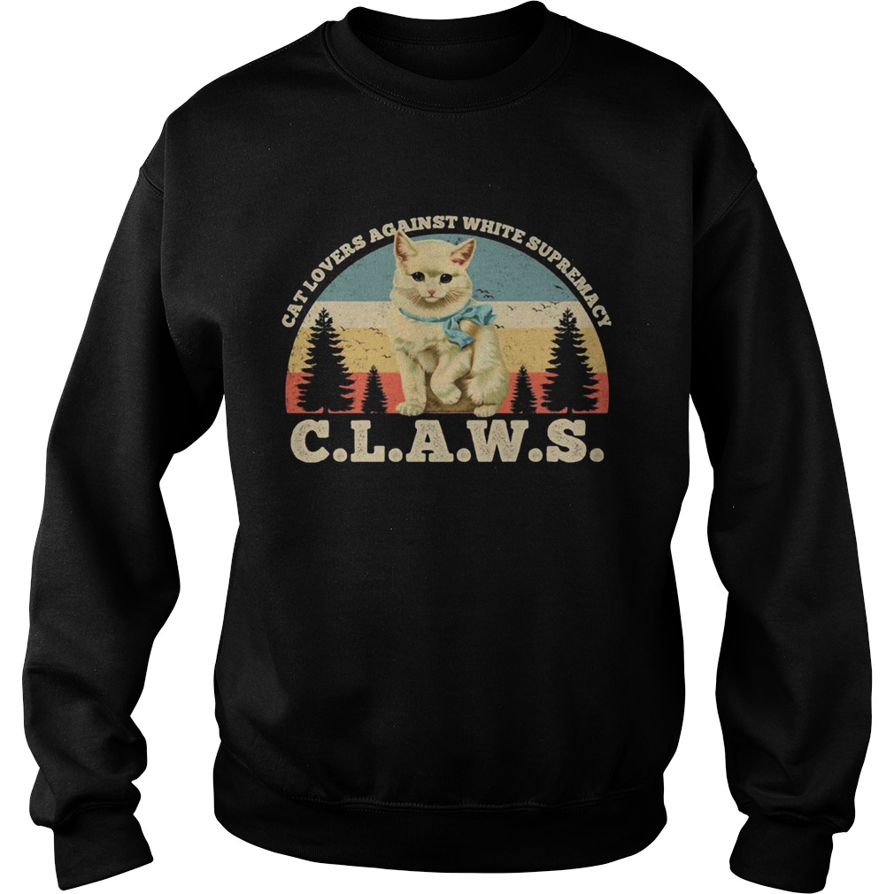 Cat lovers against white supremacy claws vintage retro Sweatshirt