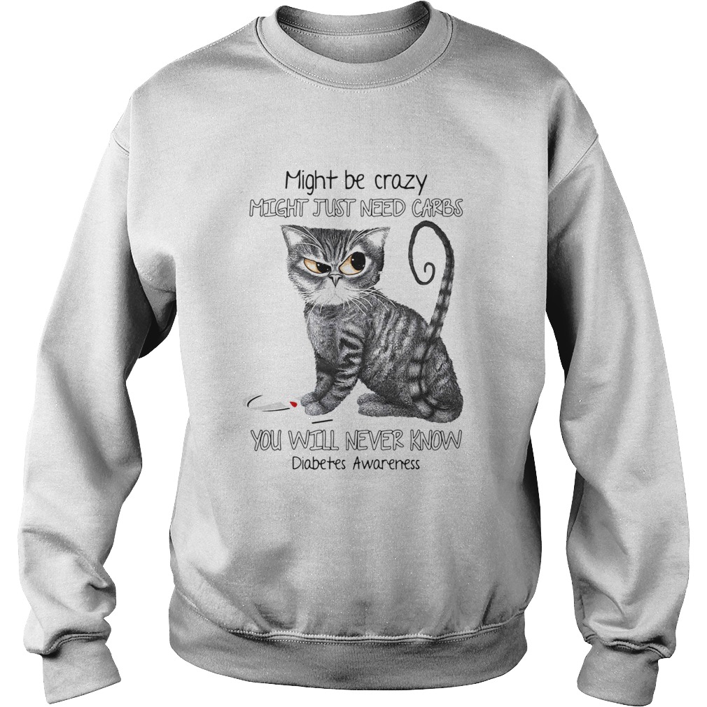 Cat might be crazy might just need carbs youll never know diabetes awareness version Sweatshirt