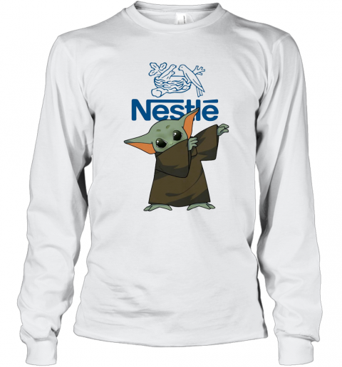 Dabbing Baby Yoda Mask Nestle Logo Coronavirus T-Shirt Long Sleeved T-shirt 