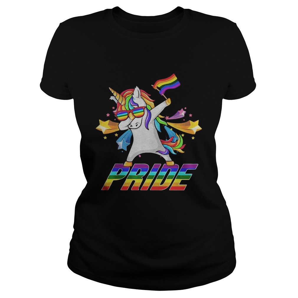 Dabbing Unicorn LGBT Gay Pride Classic Ladies